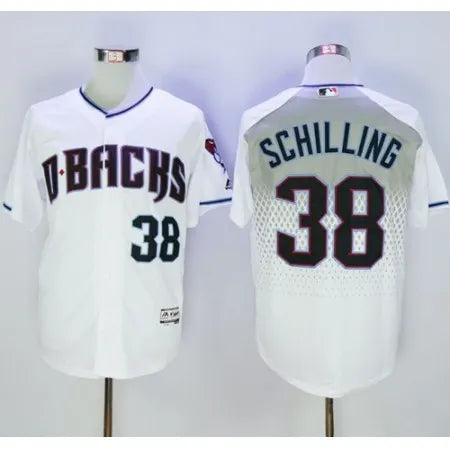 Diamondbacks #38 Curt Schilling White/Capri New Cool Base Stitched MLB Jersey