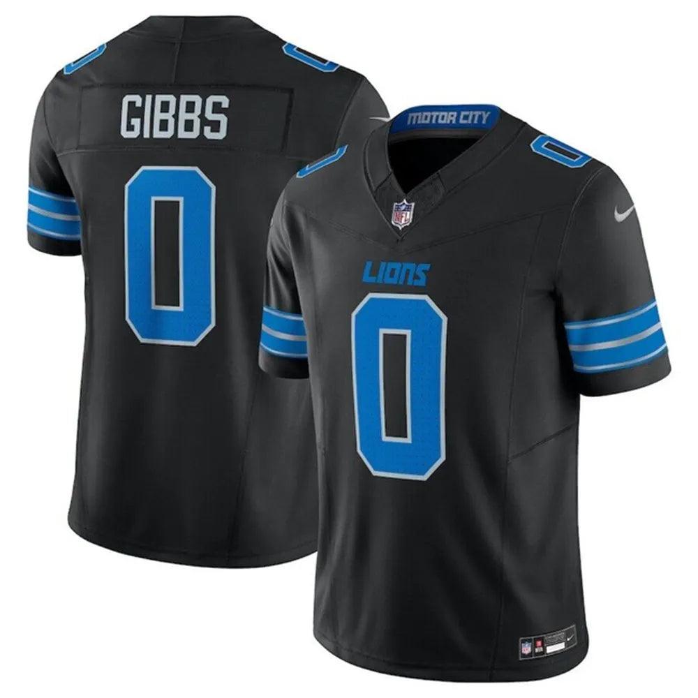 Men's Detroit Lions #0 Jahmyr Gibbs Black 2025 F.U.S.E. Vapor Limited Stitched Jersey