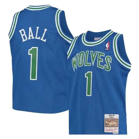Men's Minnesota Timberwolves #1 LaMelo Ball 2026 Blue Throwback Swingman Jersey