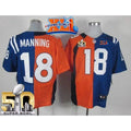Colts #18 Peyton Manning Orange/Royal Blue Super Bowl XLI & Super Bowl 50 Men's Stitched NFL Elite Split Broncos Jersey
