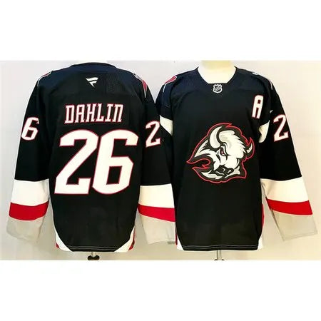 Men's Buffalo Sabres #26 Rasmus Dahlin Black 2024-25 Alternate With A Patch Stitched Hockey Premium Jersey