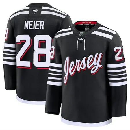 Men's New Jersey Devils #28 Timo Meier Black 2024-25 Alternate Stitched Hockey Premium Jersey