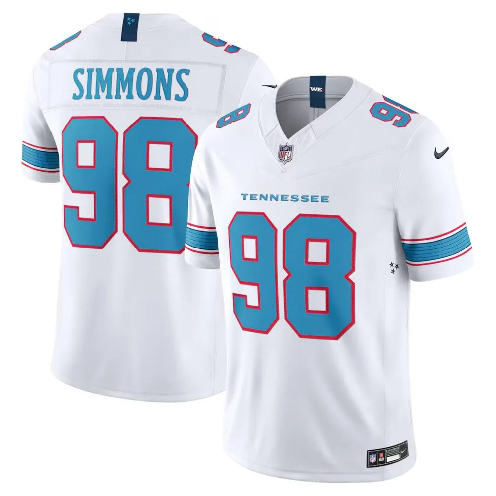 Men's Tennessee Titans #98 Jeffery Simmons Nike White Vapor F.U.S.E. Sewn Down Limited Jersey