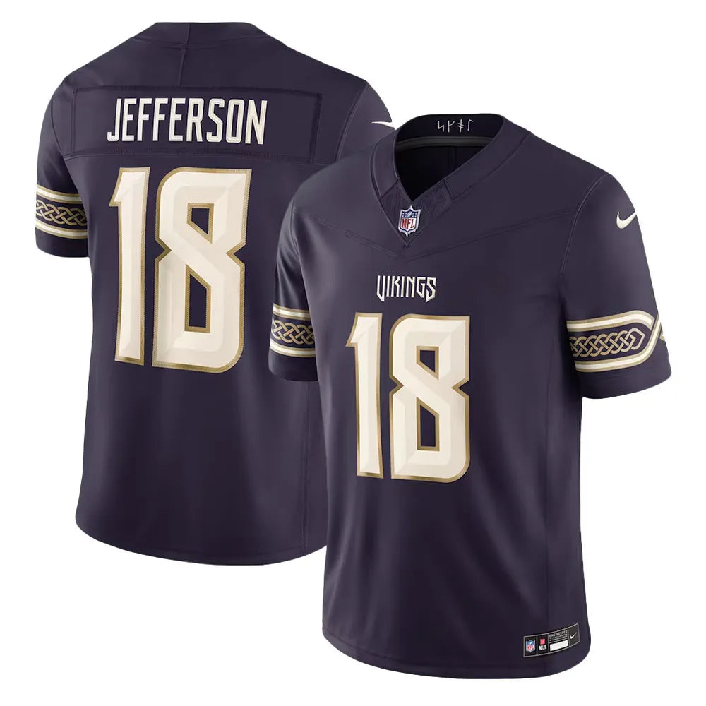 Men's Minnesota Vikings #18 Justin Jefferson Purple 2026 Rivalries Collection Vapor F.U.S.E. Limited Jersey (Purple)