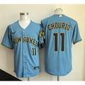 Men's Milwaukee Brewers #11 Jackson Chourio Mineral Blue 2026 City Connect Stadium Stitched Baseball Jersey