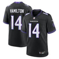 Men's Baltimore Ravens #14 Kyle Hamilton Nike Black Alternate Game Jersey