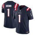 Men's New England Patriots #1 A.J. Brown Navy Vapor F.U.S.E. Limited Jersey
