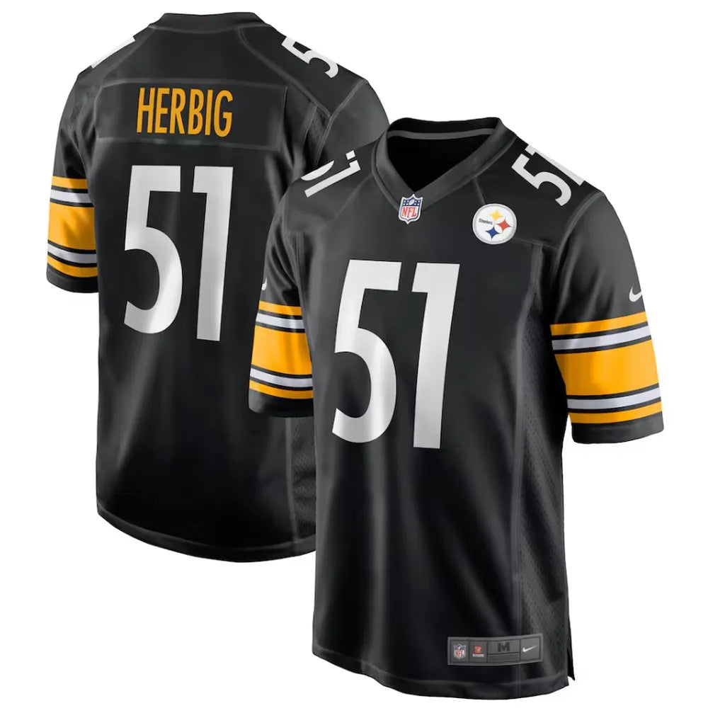 Men's Pittsburgh Steelers #51 Nick Herbig Black Game Jersey