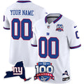 Men's New York Giants White 2026 100th Season & State Patch Vapor F.U.S.E. Limited Custom Jersey (White)