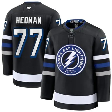Men's Tampa Bay Lightning #77 Victor Hedman Black Premium Jersey