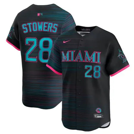 Men's Miami Marlins #28 Kyle Stowers
Black 2025 City Connect Limited Jersey