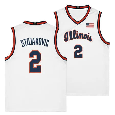 Youth Illinois Fighting Illini #2 Andrej Stojakovic White Stitched Basketball Jersey