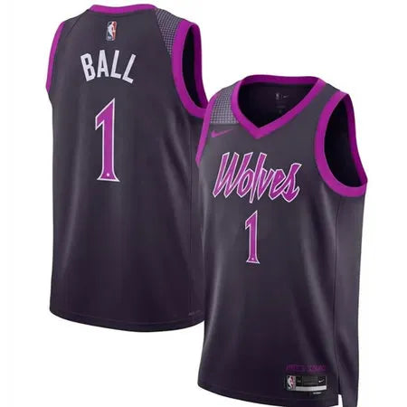 Men's Minnesota Timberwolves #1 LaMelo Ball 2026 Purple City Edition Jersey