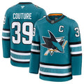 Men's San Jose Sharks #39 Logan Couture Teal 2024-25 Home Stitched Hockey Premium Jersey