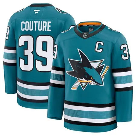 Men's San Jose Sharks #39 Logan Couture Teal 2024-25 Home Stitched Hockey Premium Jersey