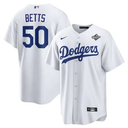 Men's Los Angeles Dodgers #50 Mookie Betts
White 2025 World Series Home Replica Player Jersey