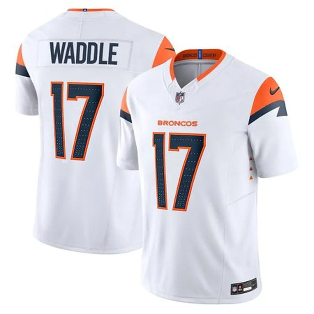 Men's Denver Broncos #17 Jaylen Waddle White Vapor F.U.S.E. Limited Stitched Football Jersey